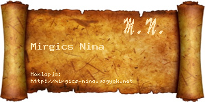 Mirgics Nina névjegykártya